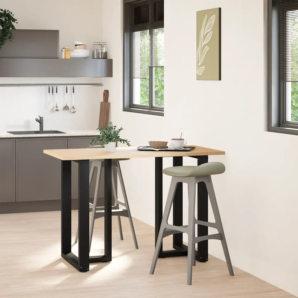 Gambe per tavolo da bar a forma di T 2 pz | Piede del tavolo nere 60x35x(90-91) cm in acciaio