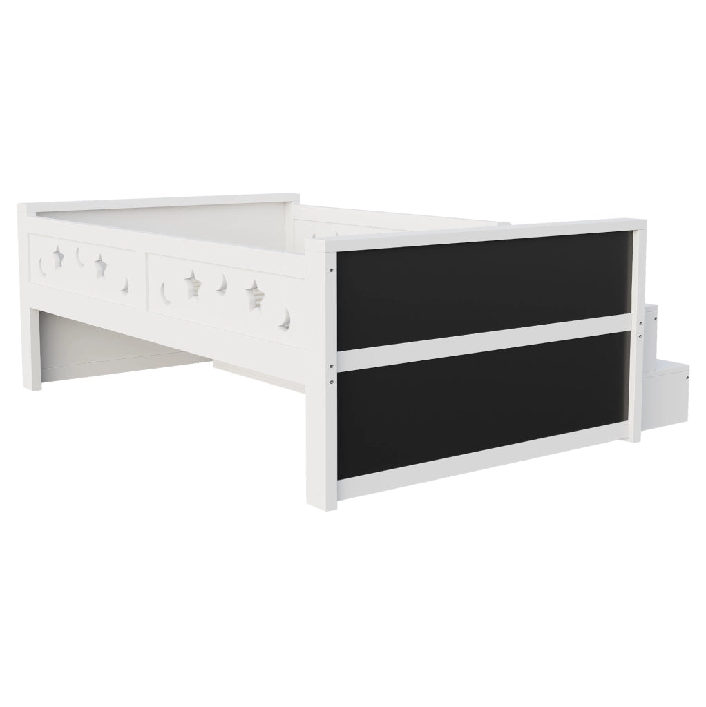 Letto multifunzionale per bambini 90 x 200 cm bianco con LED, lavagna e cassetti