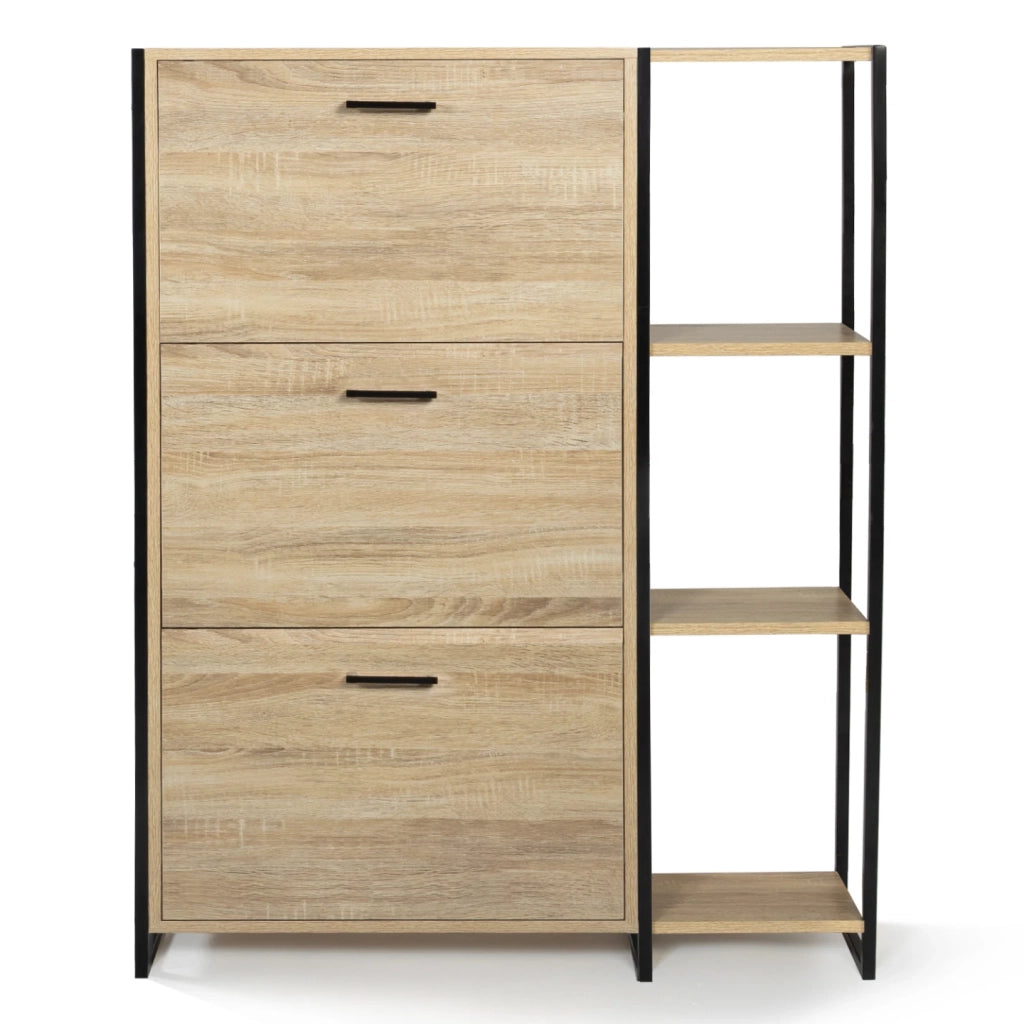 IDMarket - Scarpiera LUIS 3 ante con mensola design industriale