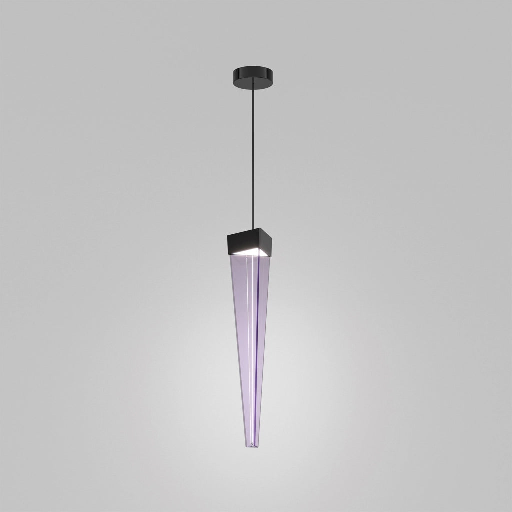 Stalactite Lampada a Sospensione LED 12W 2700K Colore Ametista con Struttura in Nickel Nero Lucido, Design Moderno e Scenografico, Altezza Regolabile