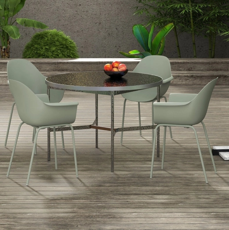 Set 4 sedie da giardino verdi con schienale e braccioli