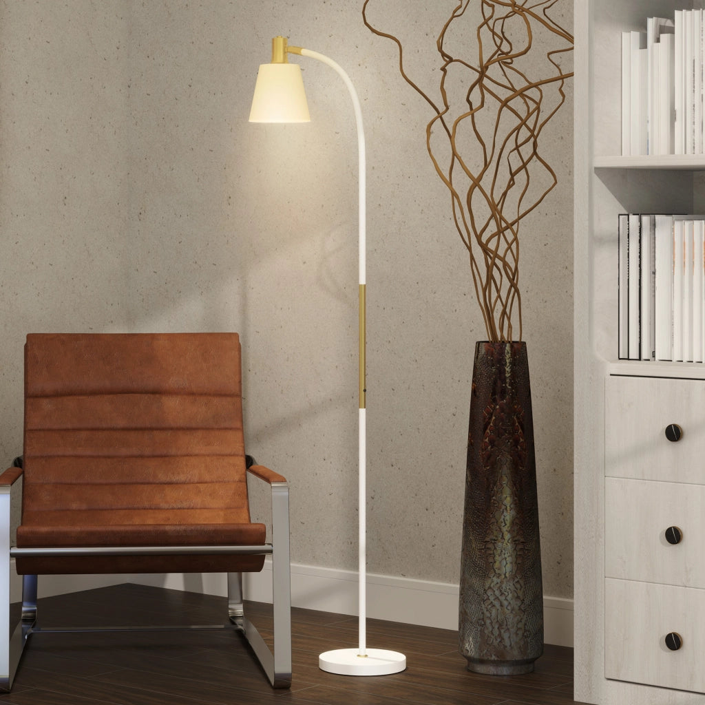 Lampada da Terra LED Regolabile ¨C Xylo ¨C Bianco e Oro 49x21x127-160 cm