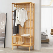 Armadio Aperto Vemb per Guardaroba 185x80x45 cm Porta Abiti in Bambù color Naturale [en.casa]
