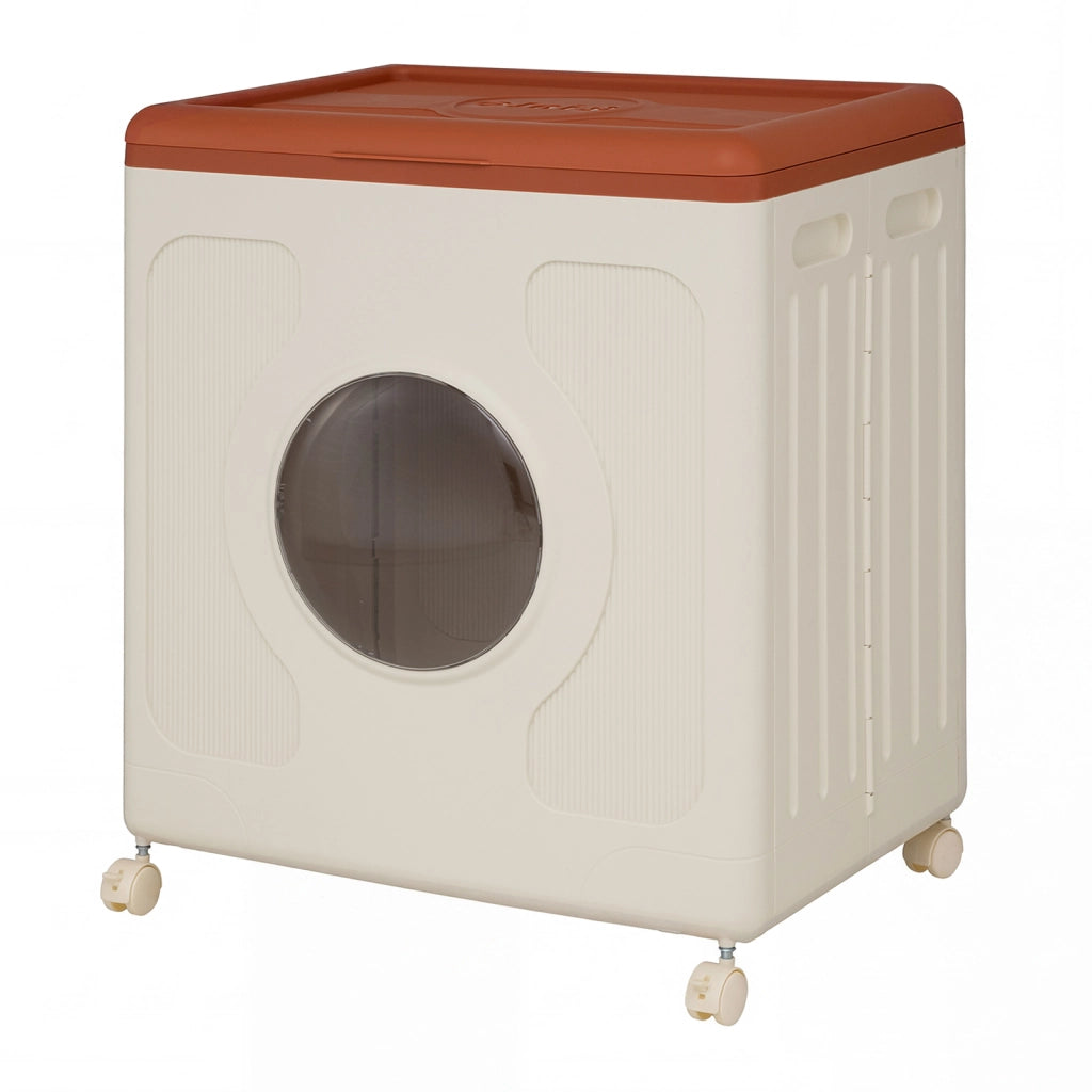 Scatola stoccaggio coperchio ruote plastica bucato finestra trasparente, Organizer portatile vestiti casa palestra camera da letto Caff¨¨