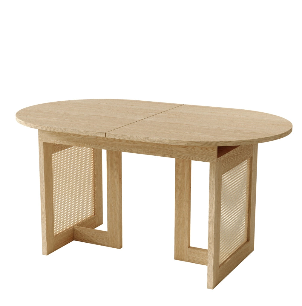 Tavolo da pranzo allungabile 160x80x75 cm con bordi arrotondati in MDF naturale