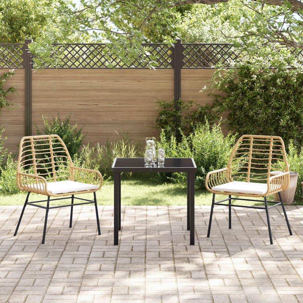 Set da pranzo da giardino in 3 pezzi con cuscini Marrone Polyrattan