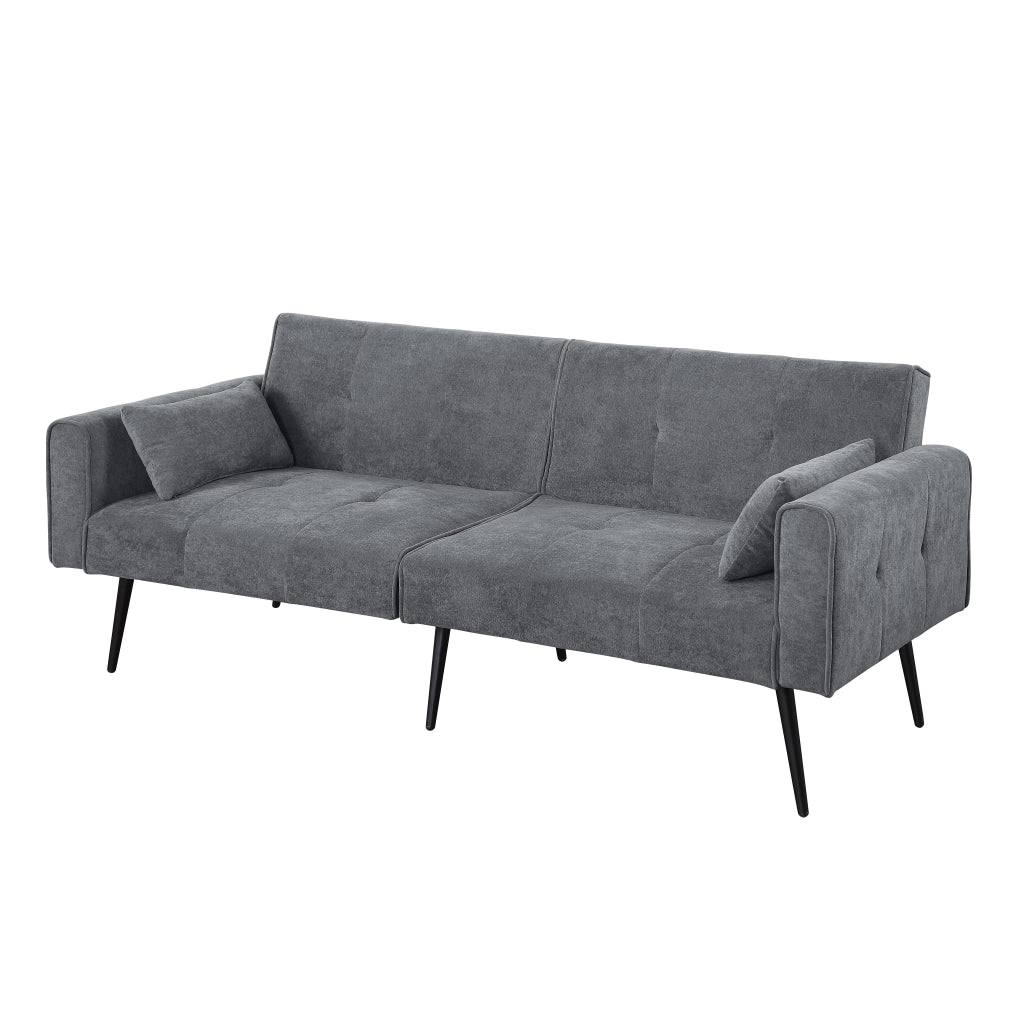 Divano Letto Convertible con Schienale Regolabile per Soggiorno e Studio, in Corduroy, Grigio