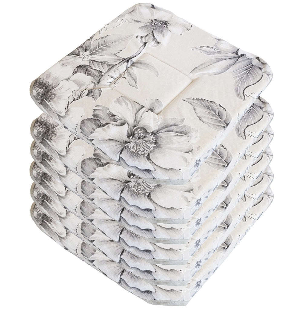 Set 6 Cuscini Sedia Cotone Con Alette Lavabili Morbidi Universali Coprisedia Shabby Chic