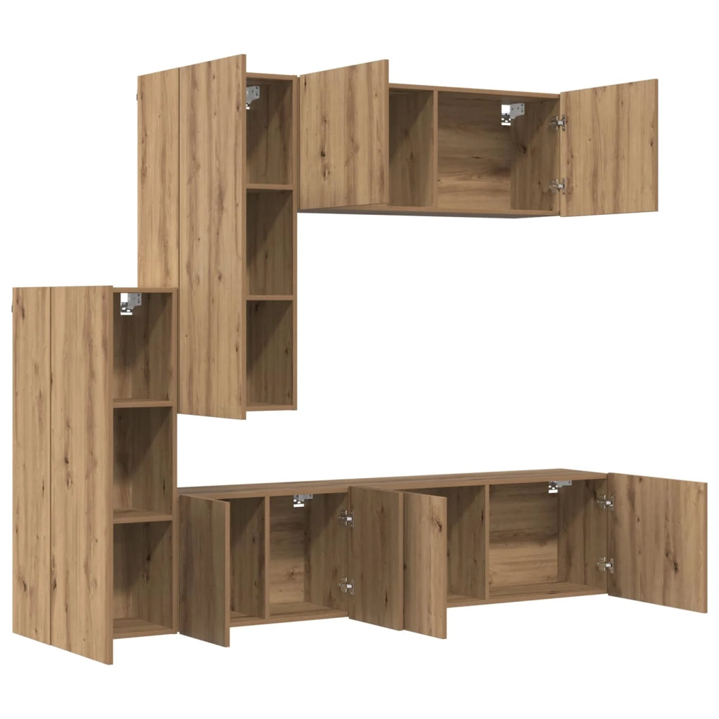 Unità TV da Parete 5 pz Rovere artigianale Legno ingegnerizzato 3402777