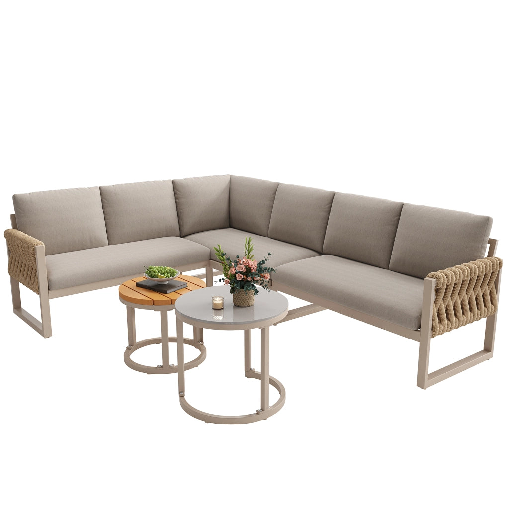 Set giardino modulare - Zephmum- per 5-6 persone, cuscini removibili, impermeabile, gambe regolabili