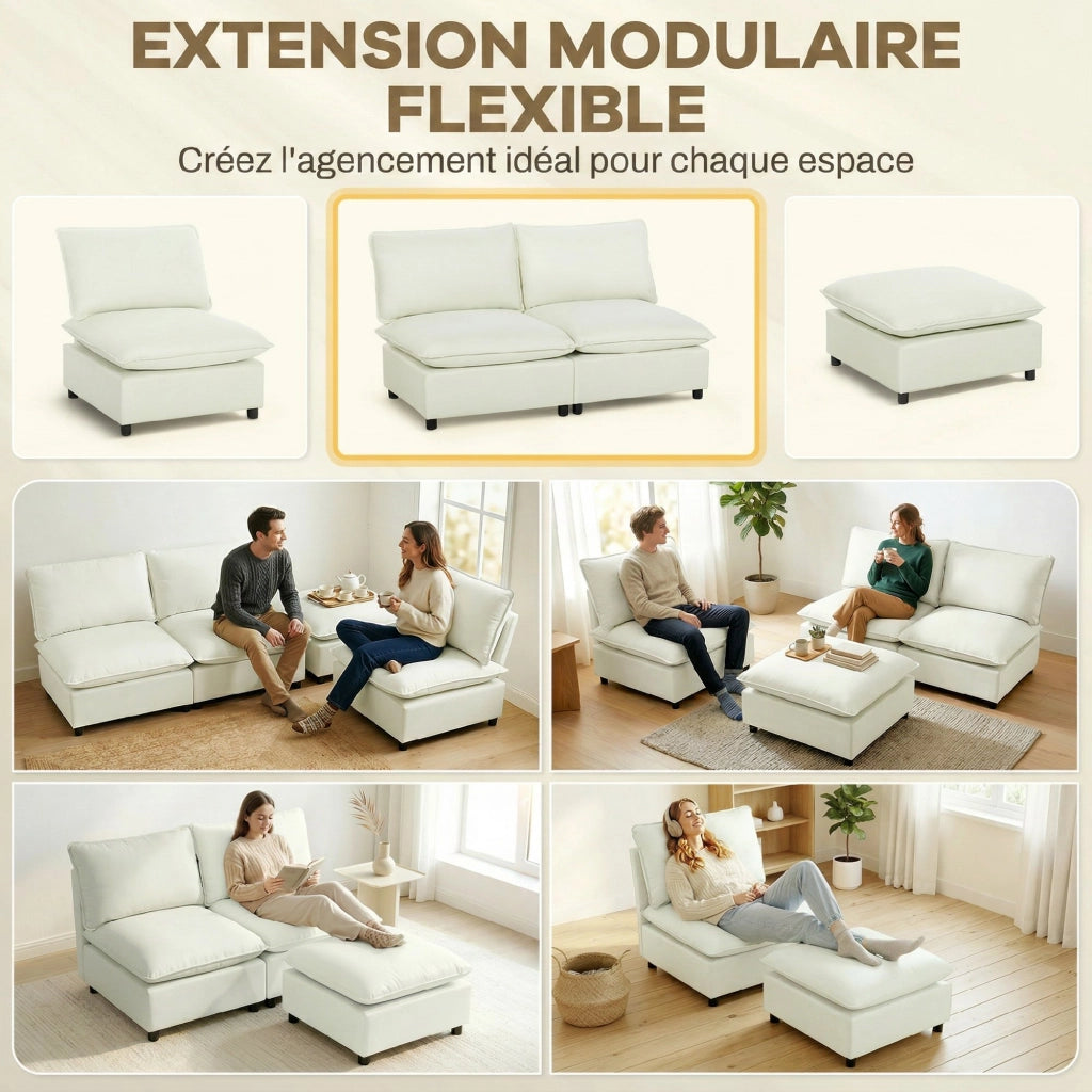 Divano 2 posti modulabile ¨C zephmum ¨C crema 146 cm senza braccioli