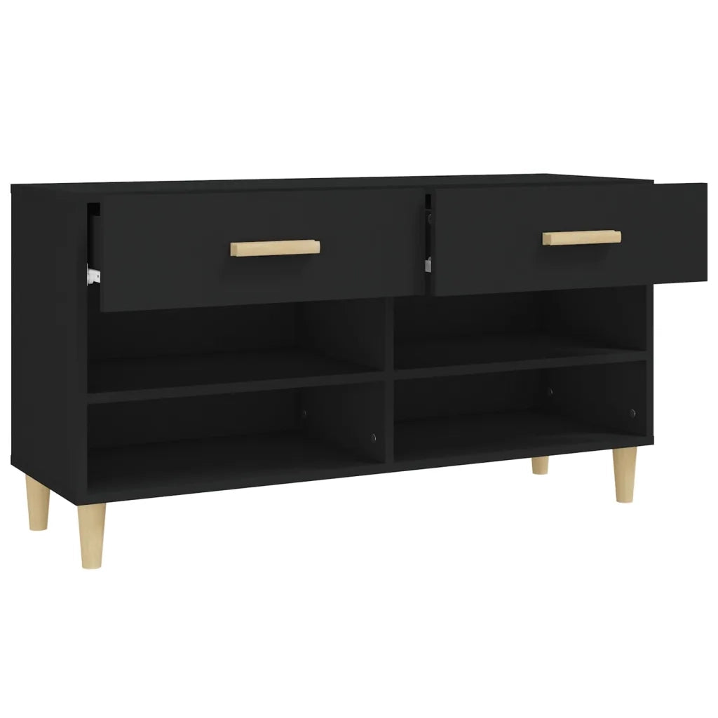 Scarpiera-Scaffale per scarpe Nera 102x35x55 cm in Legno Multistrato