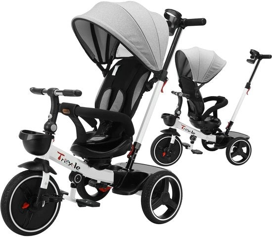 Carrello per bambini - Triciclo - Rotazione a 360 gradi - Sella invertibile - Adatto per bambini dai 1 ai 3 anni - 95x90x60cm