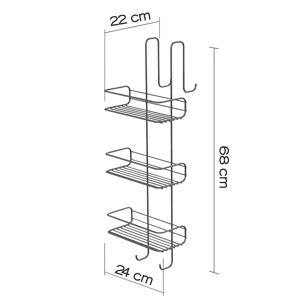 Portaoggetti appendibile da doccia Gedy 24x22x68 cm in metallo nero 3 mensole | Tito