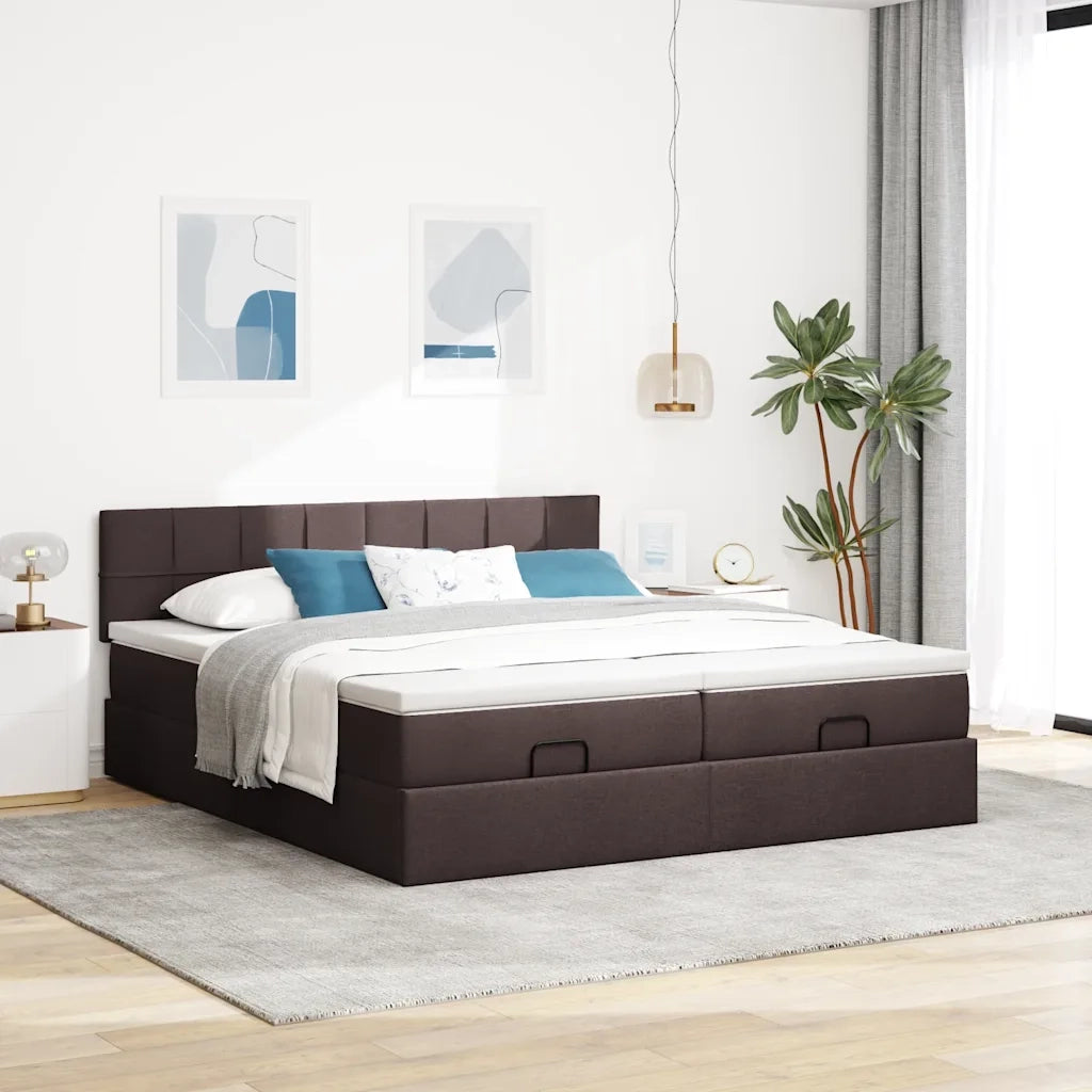 Struttura Letto Pouf con Materassi 200x200 cm in Tessuto 3312853
