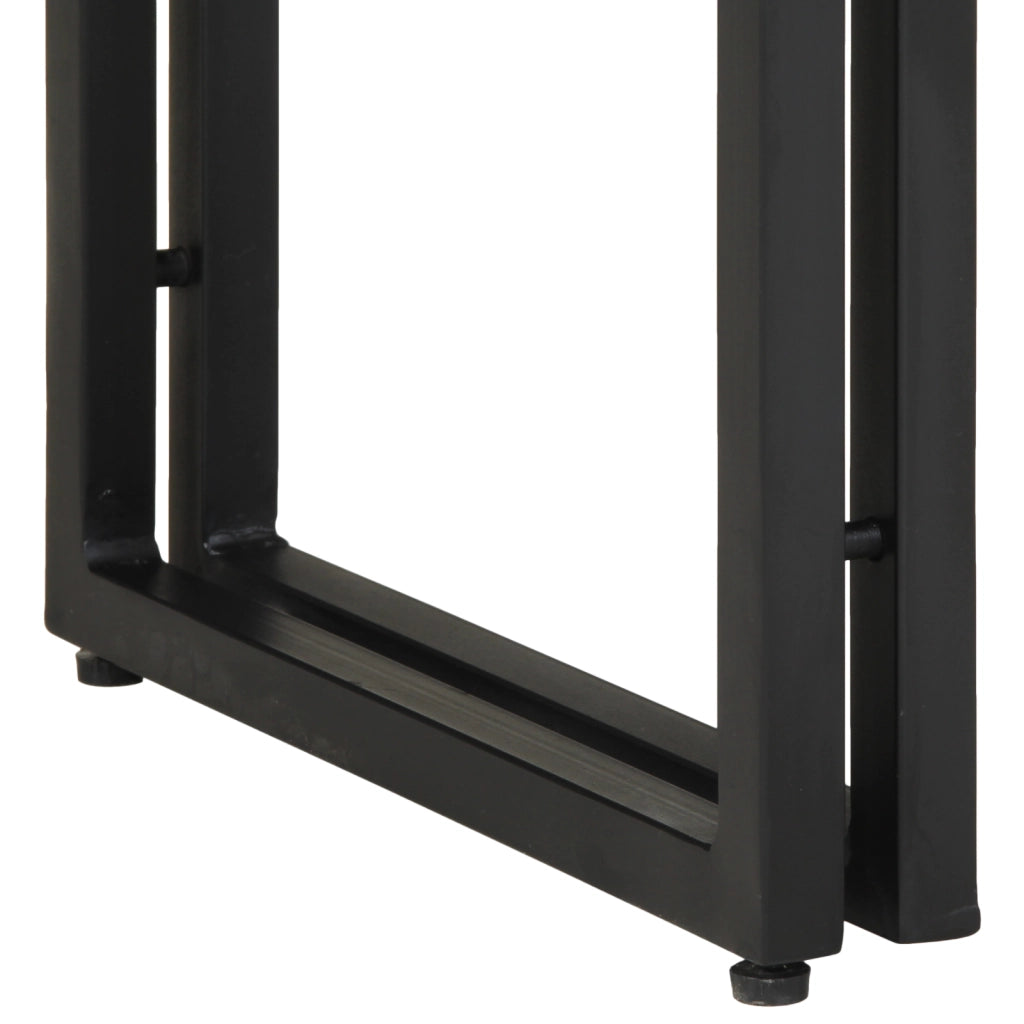 Tavolini Nero 120x33x75 cm Legno Massello di Mango e Metallo