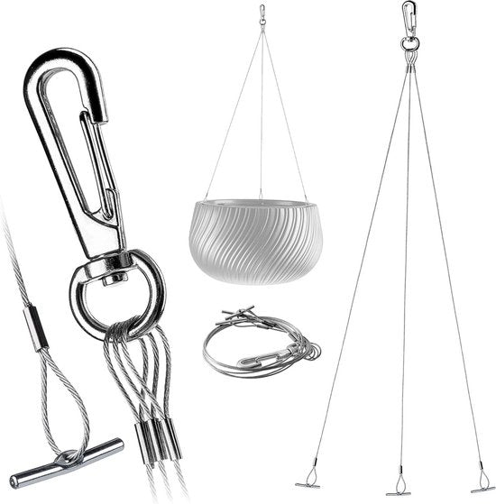 Hanger per piante - Catena per piante a tre rami - Hanger per piante metallico con catena argento 55 cm