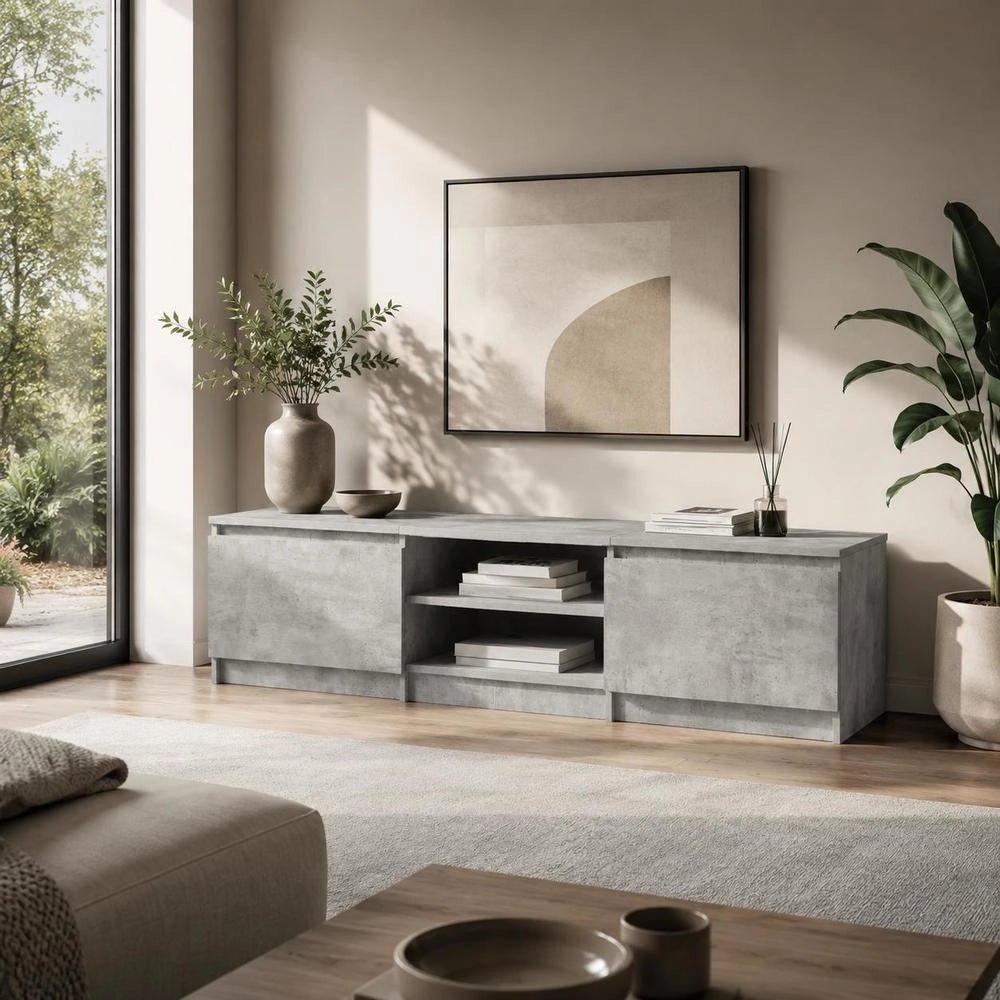 TV Cabinet Concrete Grey 140x40x35.5 Cm Wood-based Material