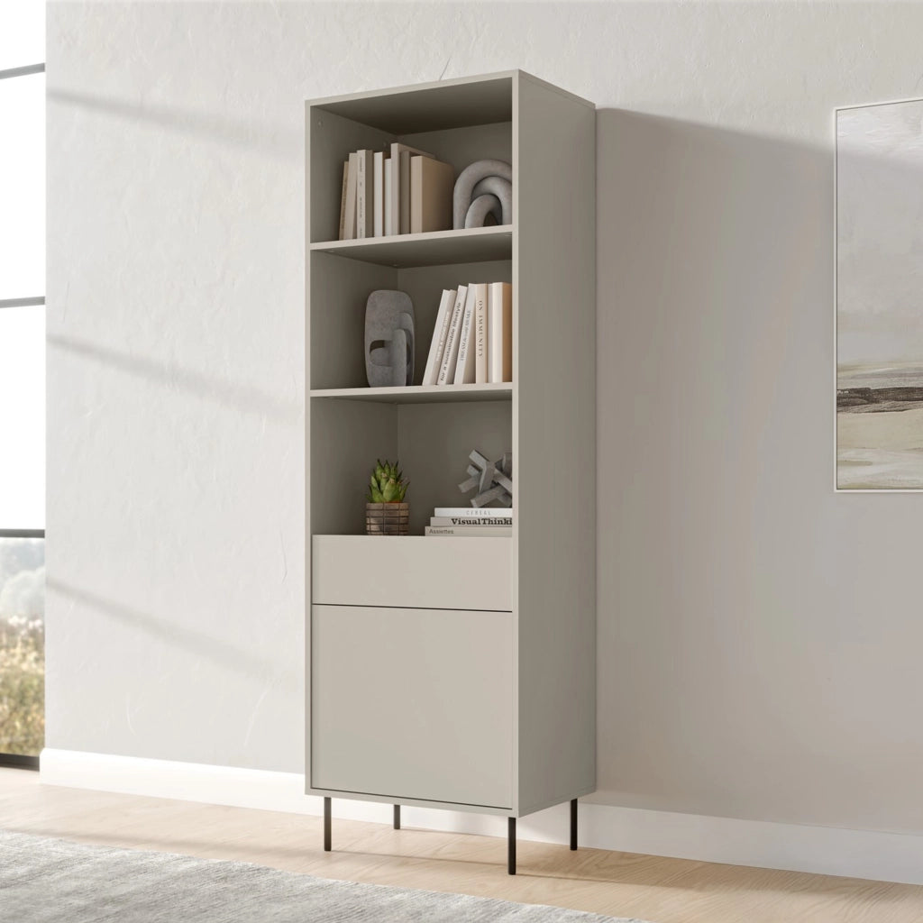 Biblioteca Pioraco, Libreria un Cassetto, 60x39x184h cm Beige