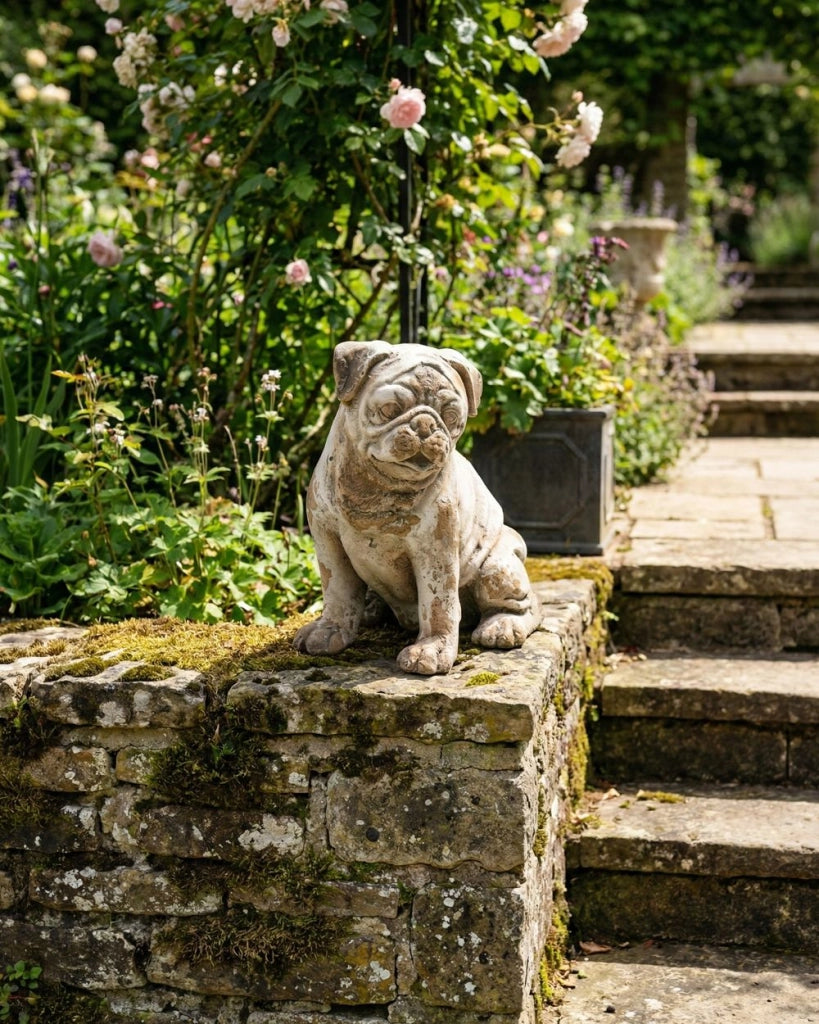 Statuetta decorativa da giardino Beige MgO Cane 17 x 27 x 30 cm Elemento decorativo Giardino Terrazza Patio