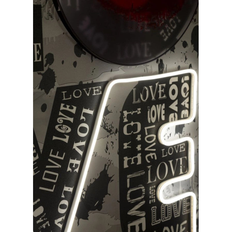 Stampa Con Led Su Tela Love cm 60x3,5x90 (applicazione 3d Acrilico)