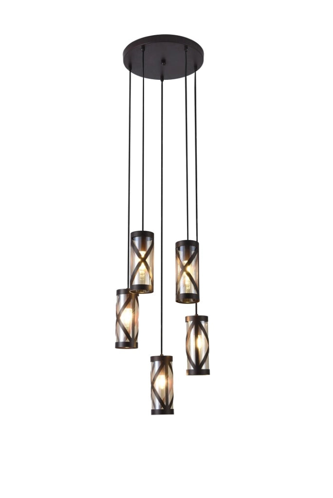 Lampadario a sospensione Rabalux Oberon 5 luci E14 bronzo
