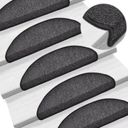 Tappetini per scale 15 pz 56x17x3 cm Antracite Semicircolari 133876