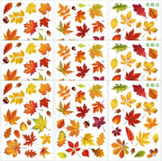 Sticker per finestra a forma di foglie di quercia - 9 pezzi - PVC autofissante - resistente alla luce - dimensioni 30x20cm - decorazioni per finestre
