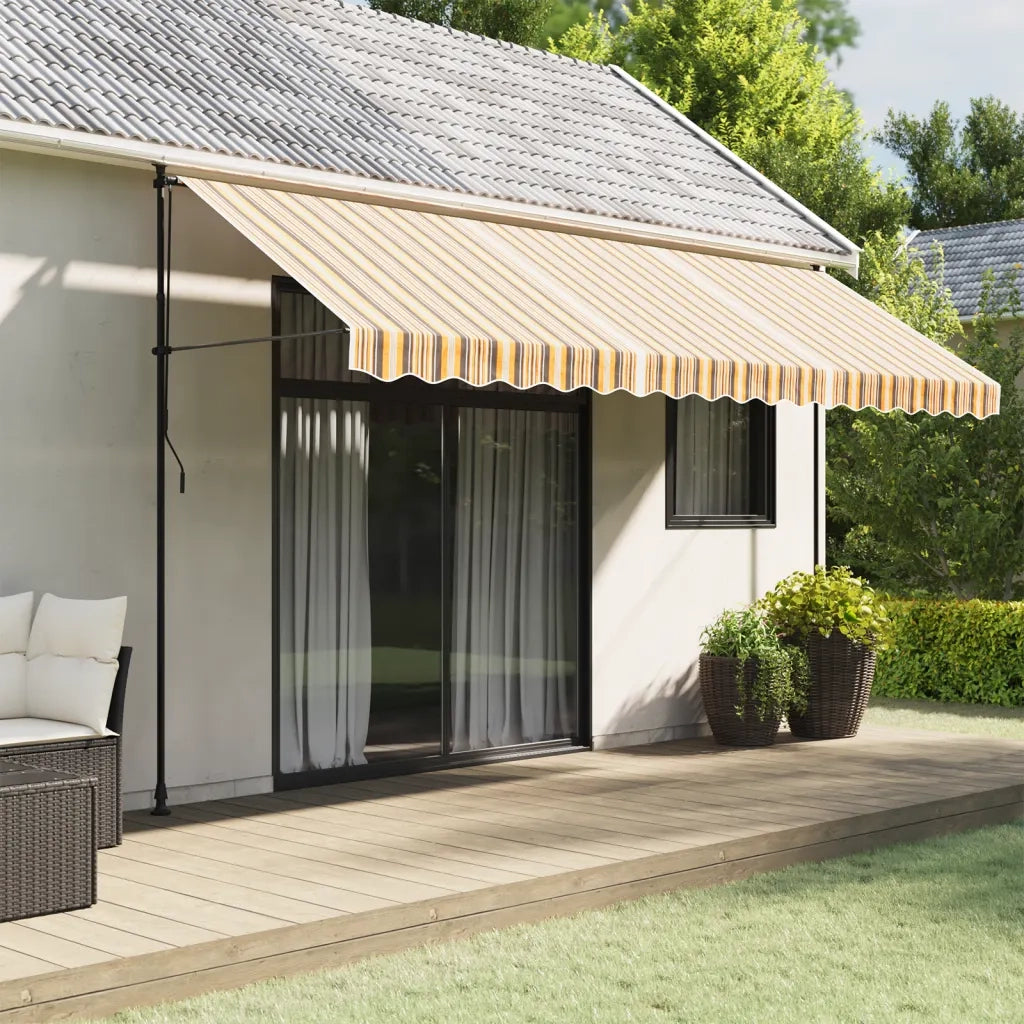 vidaXL Tessuto Ricambio per Mantovana Tenda Righe Giallo Grigio 4,5 m