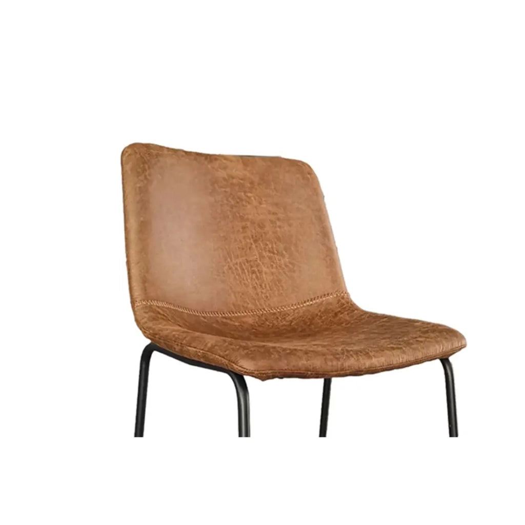 Sedia da bancone MANCO - PU cognac - Piedi in metallo - Altezza 93 cm - Stile vintage