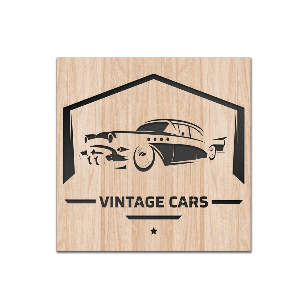 VINTAGE CAR - Quadro arredo LASERCUT composito Legno e PVC Misura: 40x40 cm