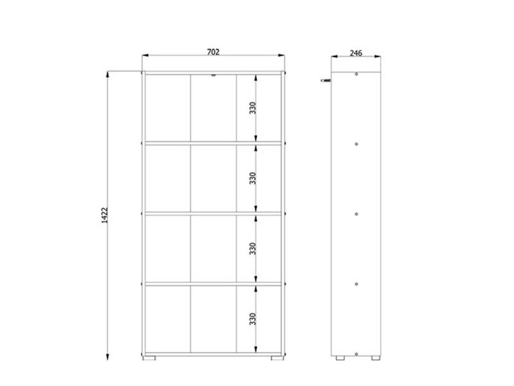 Biblioteca Prisco, Libreria 3 Ripiani, 70x24.5x142h cm Marrone Rovere Grigio
