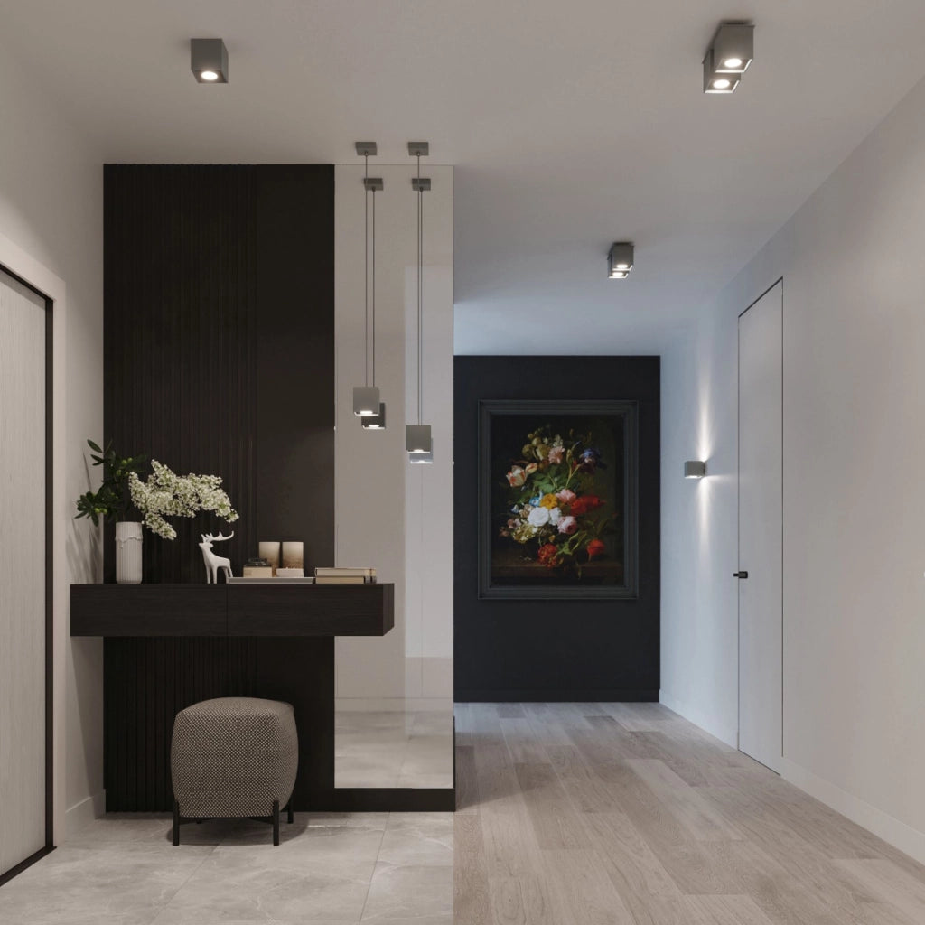 Lampada da parete moderna in alluminio grigio Quad Deep Space 2x GU10 LED Max 10W