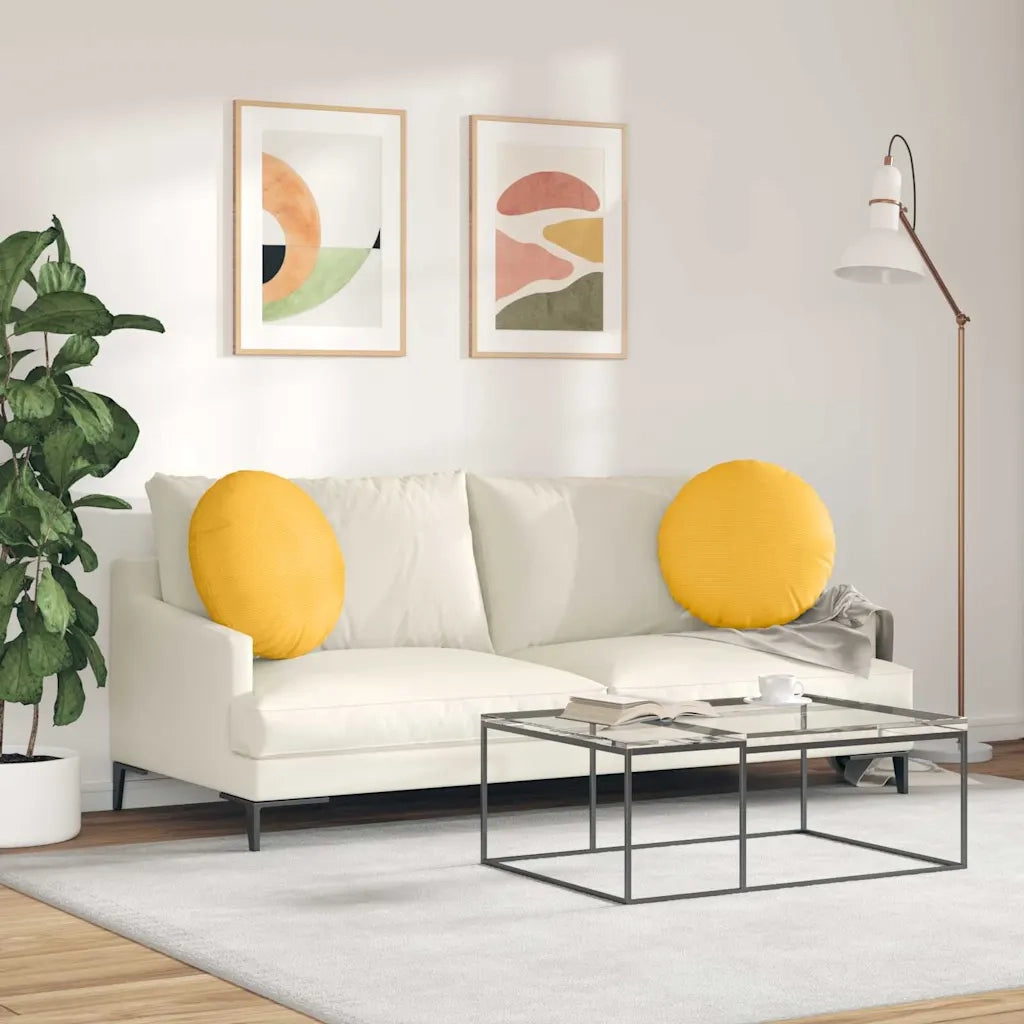 Cuscini per Seduta 2 pcs Giallo Chiaro Ø50 x 19 cm