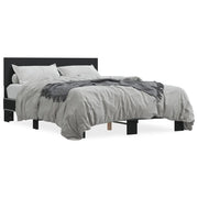 Letto matrimoniale | Letto per adulti | Giroletto Nero 140x190 cm in Legno Multistrato e Metallo