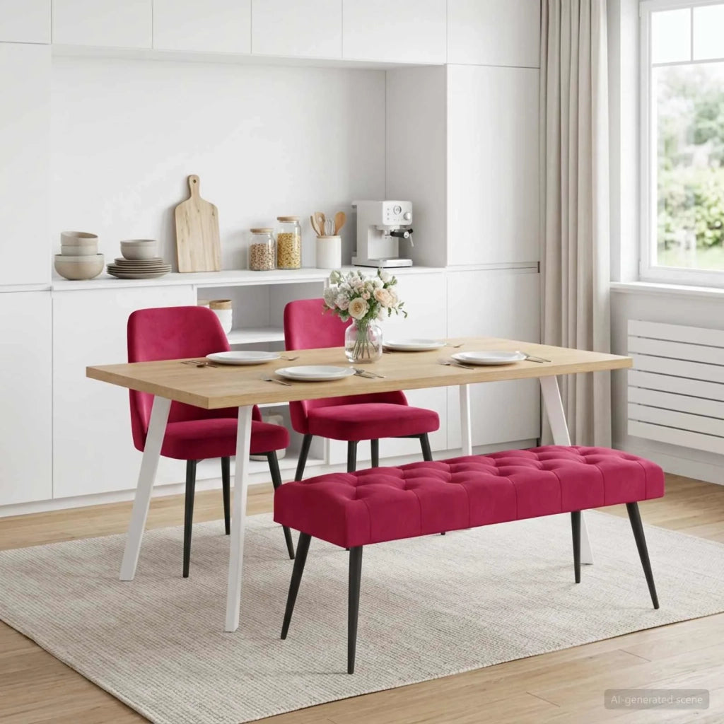 Panchina con bottoni imbottiti Rosso Vino 110 x 40 x 46 cm 42038576