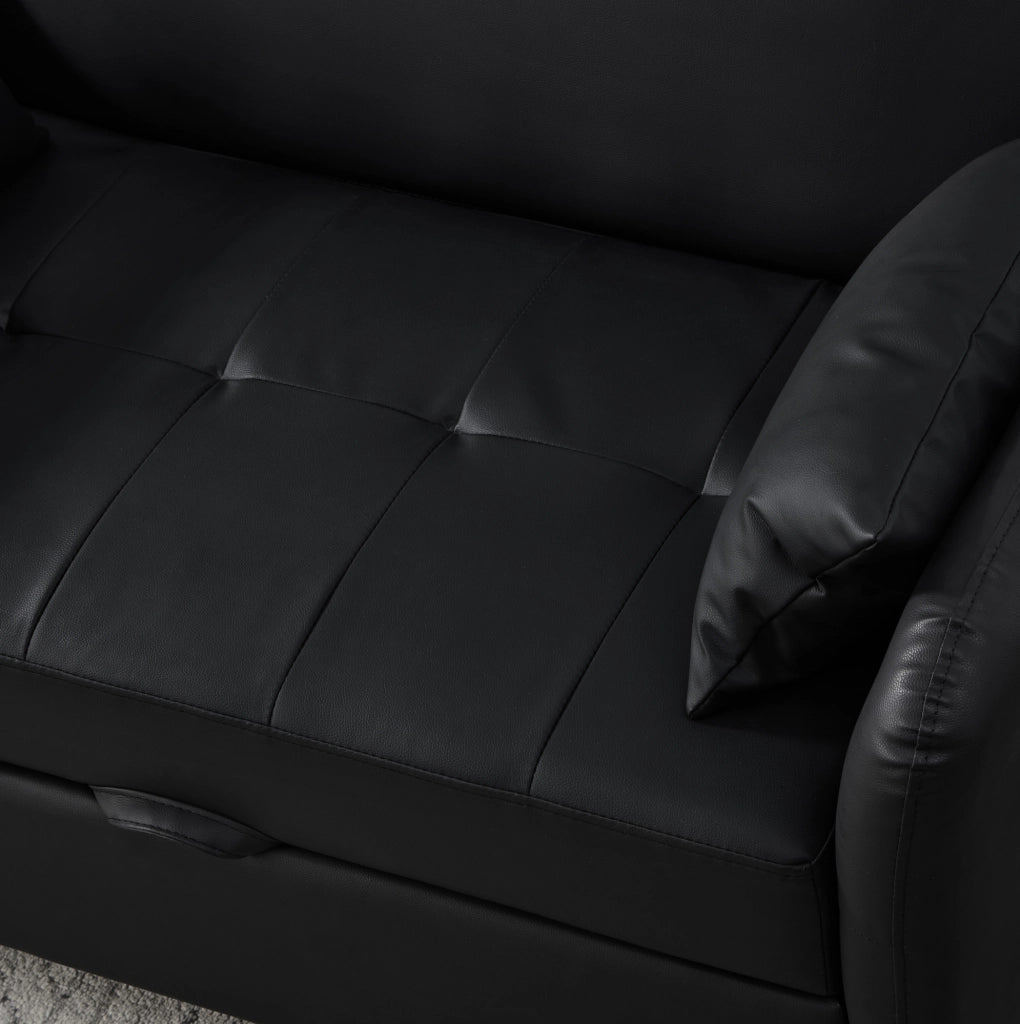 Divano letto estraibile 156x100 cm con schienale regolabile in 3 posizioni in schiuma nero antico