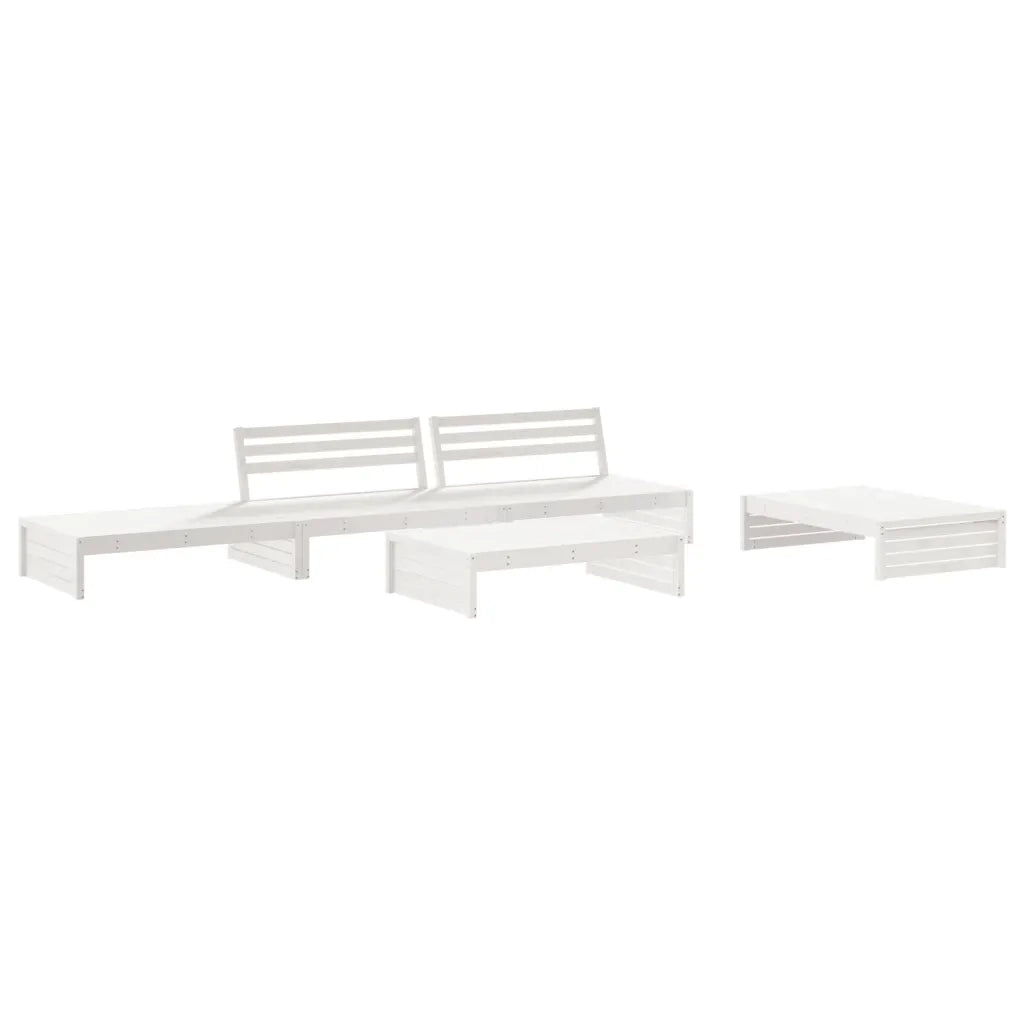 Set Divani da Giardino 5pz con Cuscini in Legno Massello Bianco 3186145