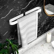 Sostegno per asciugamani per bagno, senza perforazione 40 cm bianco, adesivo per asciugamani in alluminio, anello per asciugamani per ospiti per cucina, bagno, balcone, inox.