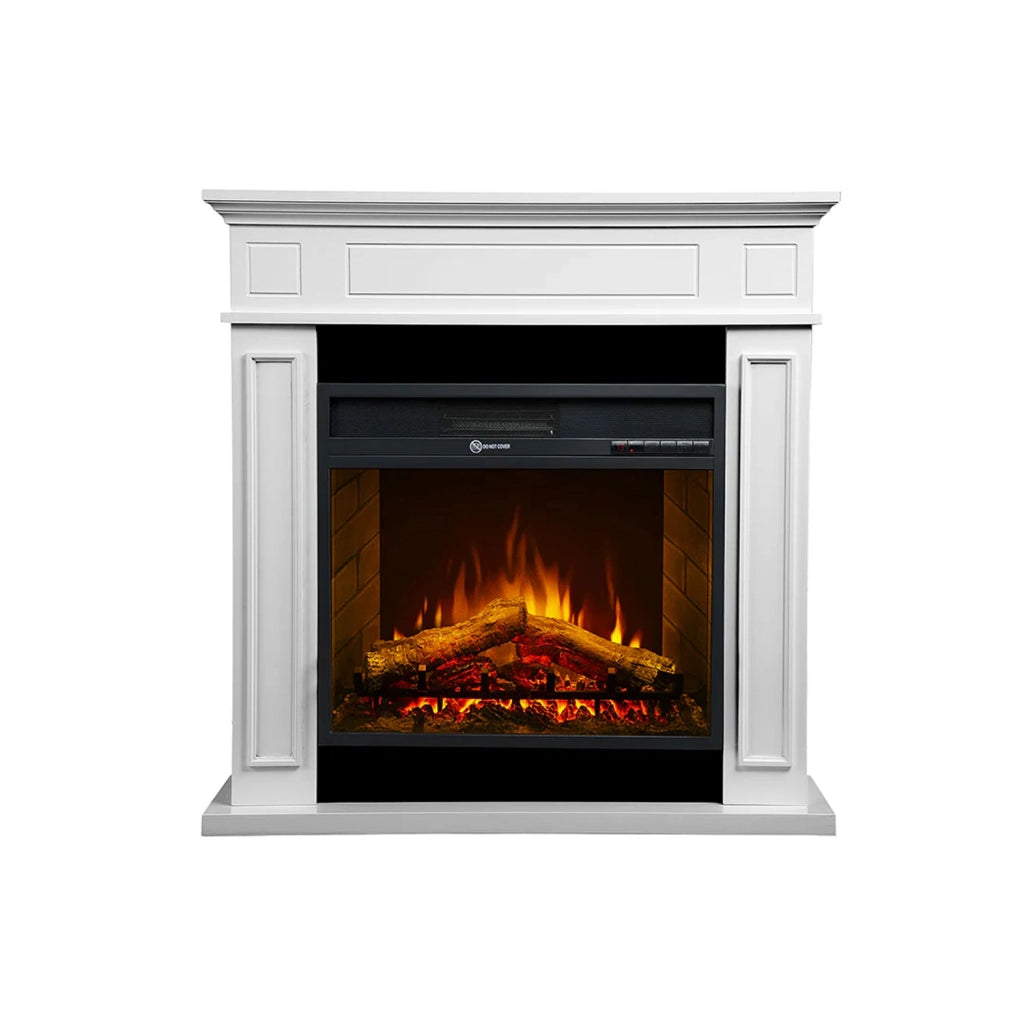 Jefferson - Camino elettrico da terra in legno 89,5x28xH90,5 cm, effetto fiamma