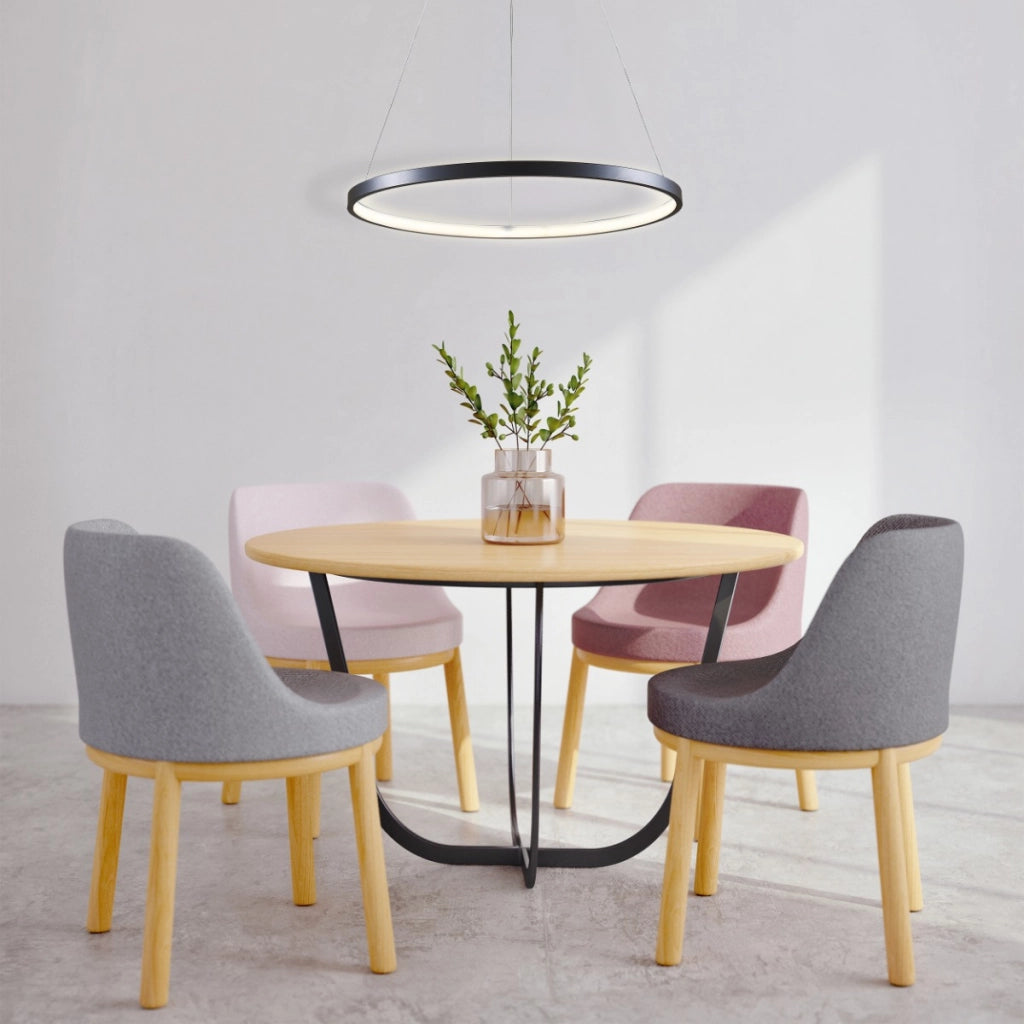 Lampada a sospensione moderna nera anello LED 20W 4000K Polux LEA