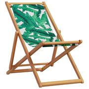 Sedia da Giardino | Sedia da Spiaggia Pieghevole Foglie Legno Eucalipto e Tessuto