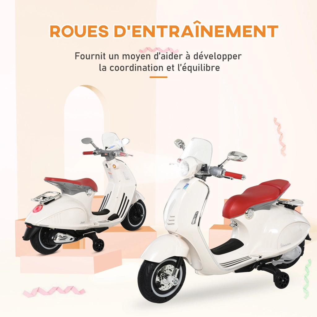 Moto elettrica per bambini Vespa ¨C zephmum ¨C Bianco 108x49x75 cm