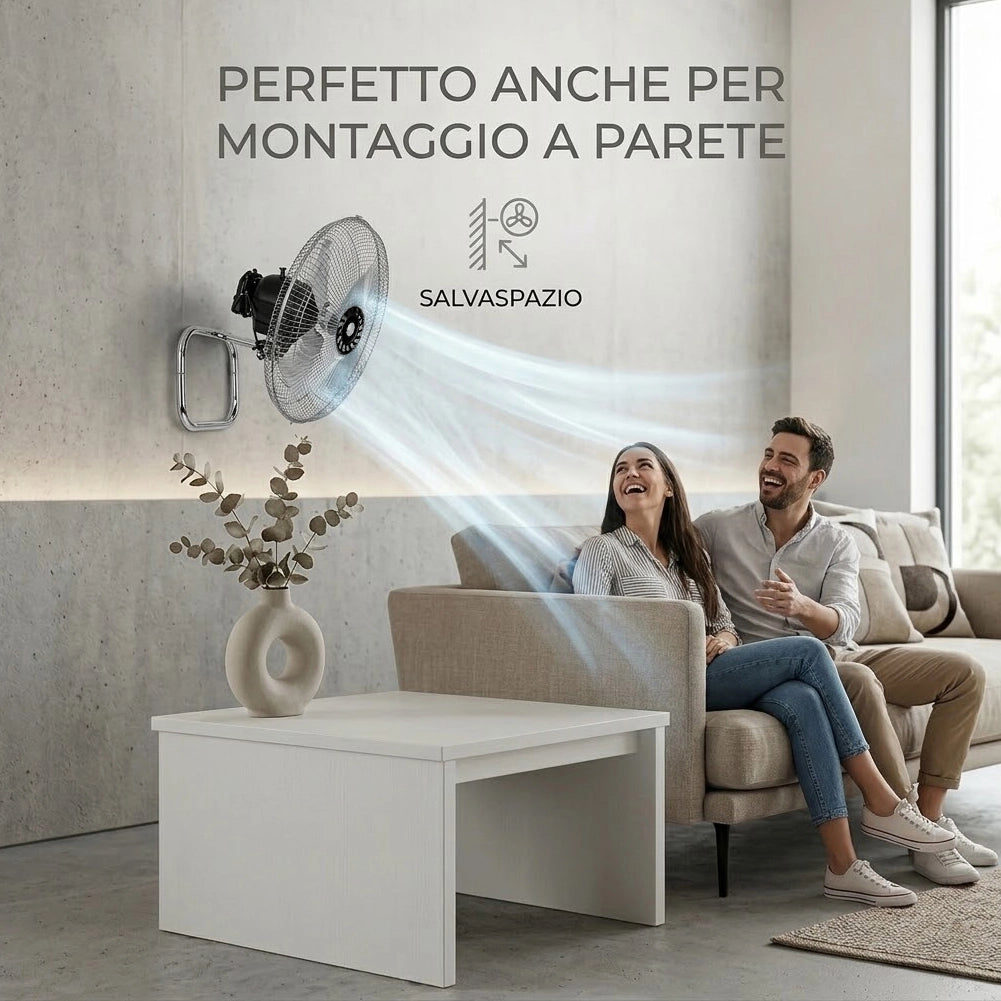 Ventilatore Manila 3 in 1 con Pale in Acciaio Ø45x125cm Testa Oscillante 3 Velocità Tripla Installazione Argento e Nero