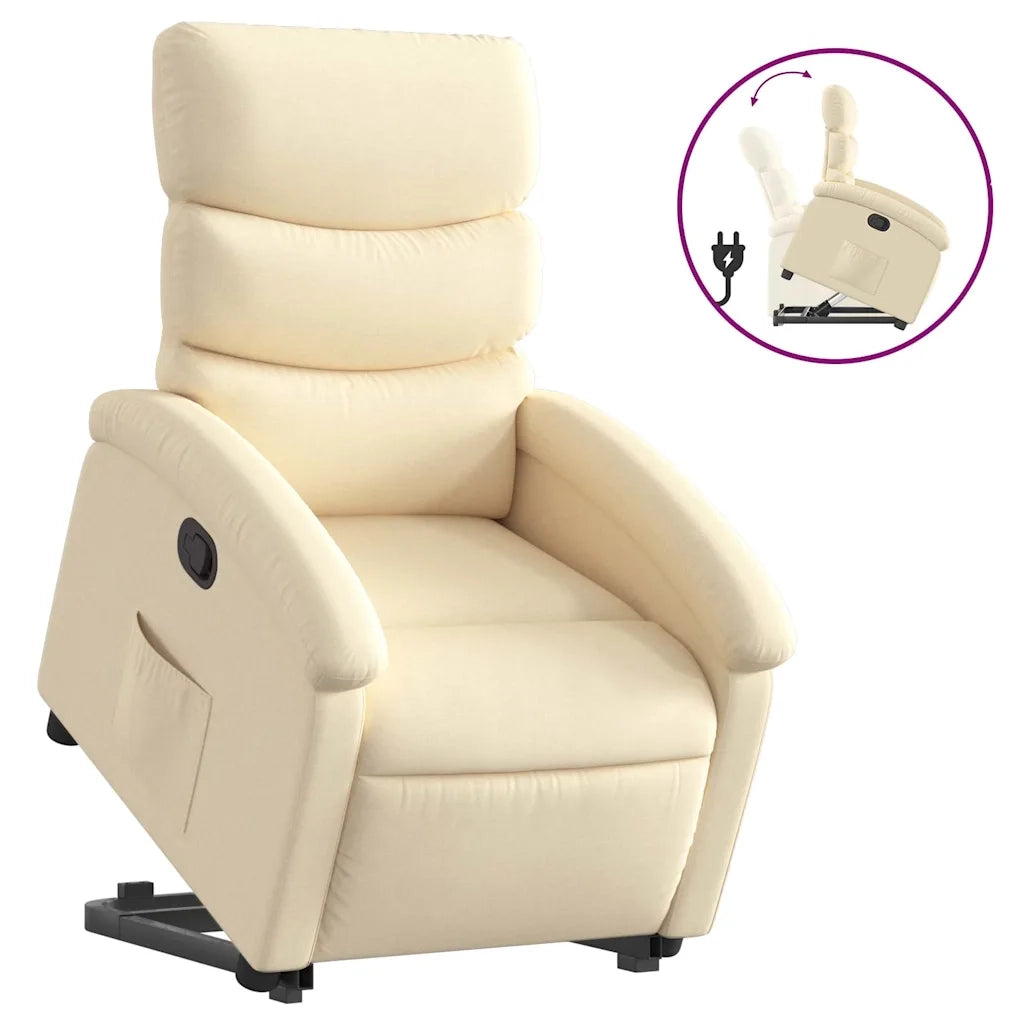 Poltrona | Sedia Relax Alzapersona Reclinabile Crema in Tessuto