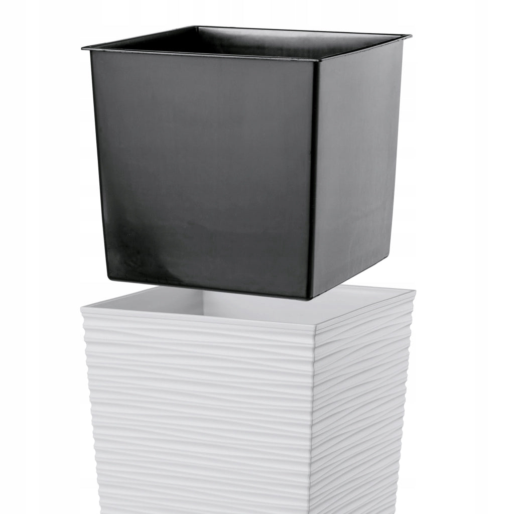 Vaso da fiori KADAX per giardino + inserto, 24x47 cm, alto, bianco, grande, per terrazza, fiori