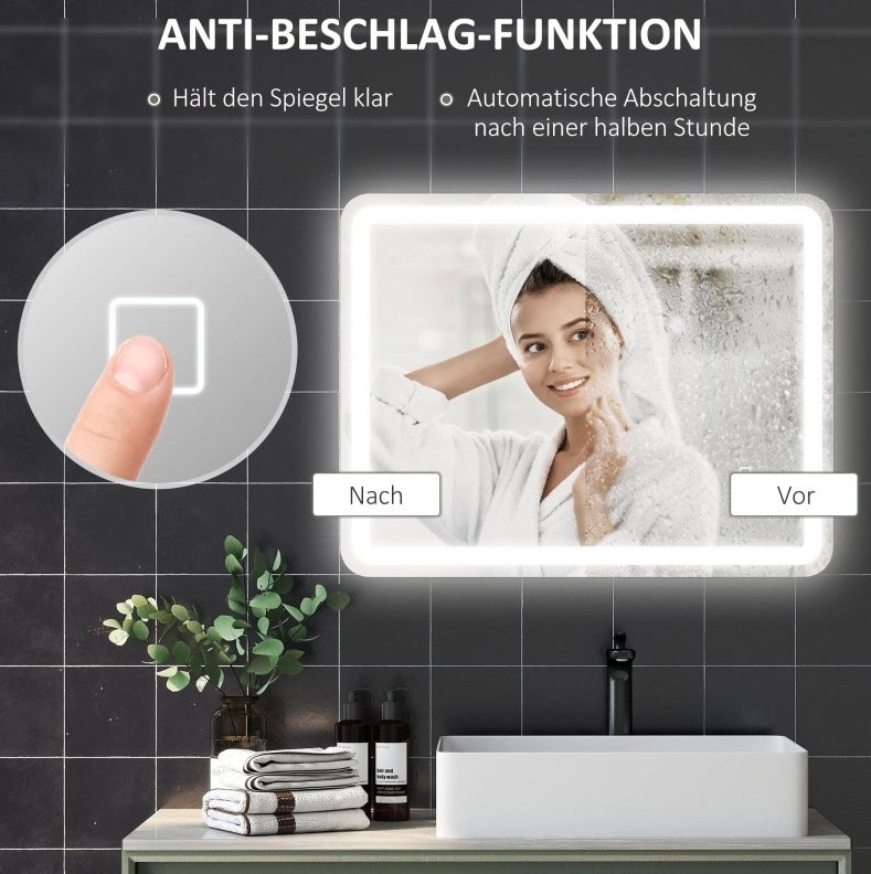 Specchio bagno LED con controllo tattile e antiappannamento