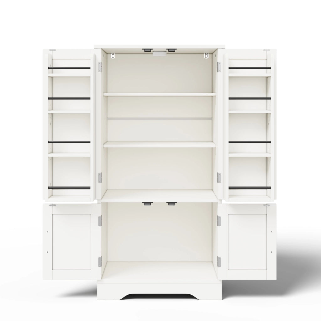 Mobile Dispensa 60x40x120 cm Bianco con LED Sensore; 4 Ante; Ripiani Regolabili e Portaoggetti