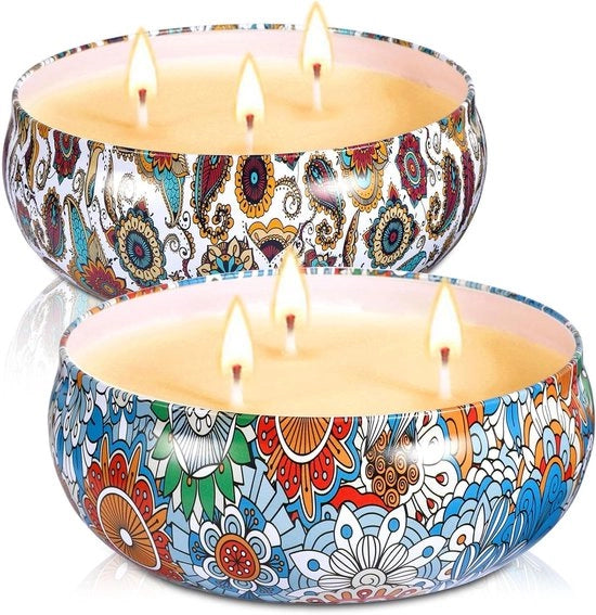 Candele per esterni 2 x 70 ore, Grande candela di citronella con 3 stoppini per esterni, candele di soja naturale per giardino e viaggi