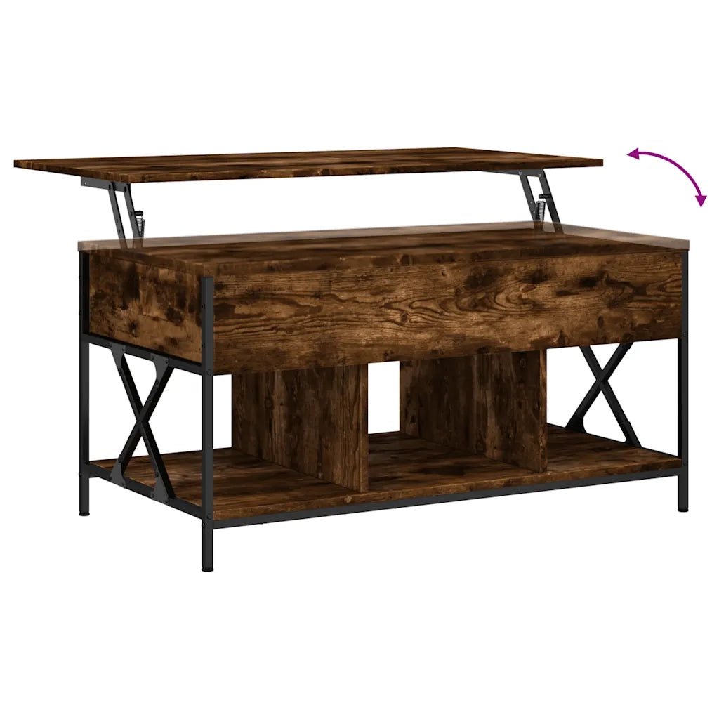 Tavolino Salotto-Tavolino da soggiorno-Tavolo Rovere Fumo 100x55x50 cm Multistrato e Metallo